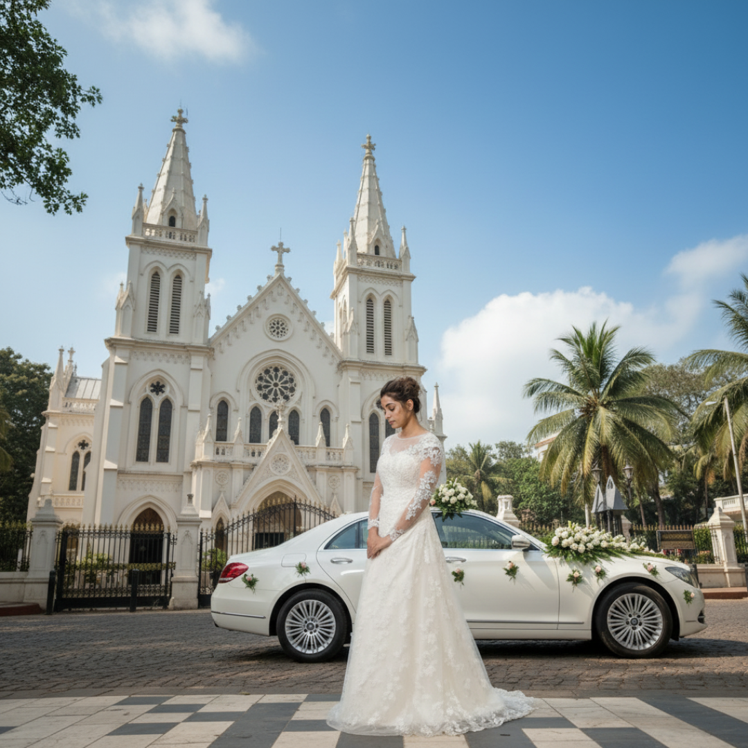 GownLink Princess White Bridal Dress for Church Wedding Elegant A-Line Gown GLGF077