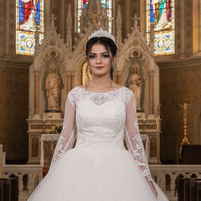 GownLink  White Church Wedding Catholic Wedding Gown GL36CB