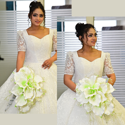 GownLink White and green color Bridal Bouquet