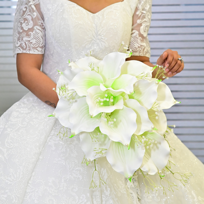 GownLink White and green color Bridal Bouquet