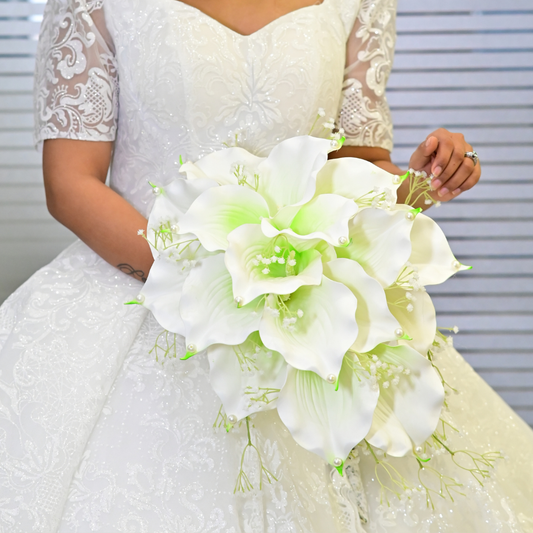 GownLink White and green color Bridal Bouquet