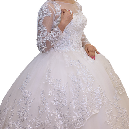 White Wedding Train Gowns for the High-End Christian Bride GLGT179T