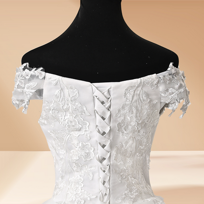 GownLink Luxury White Off Shoulder Wedding Ball Gown for Christian & Catholic Brides, Elegant Princess Bridal Ball Gown – GLGF071B