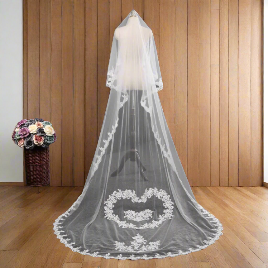 GownLink's Divine Drapes Unveiling the Long Graceful Bridal Veil for C