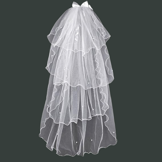 GownLink's Sophisticated Grace Radiant Cathedral Bridal Short Veil for Christian & Catholic Weddings GLVHM9