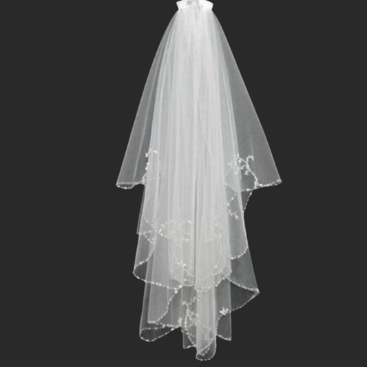 GownLink's Graceful Cathedral Bridal & Holy Communion Short Veil Magnificently Awe-Inspiring for Christian & Catholic Weddings GLVHM15