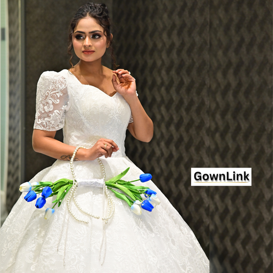 GownLink White and green color Bridal Bouquet GLBLB