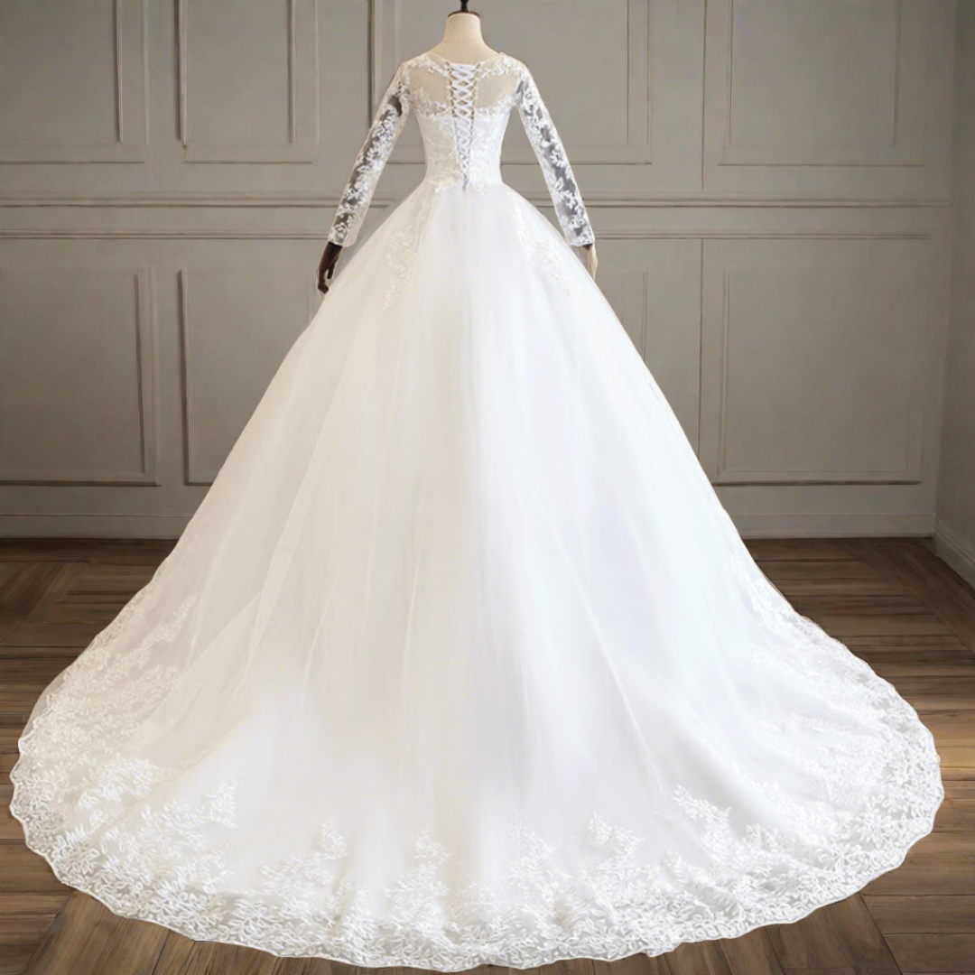 bridal train gown white