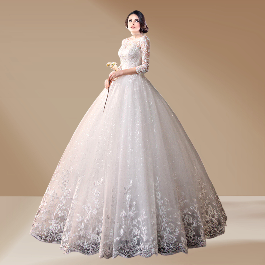 GownLink Traditional White Wedding Ball Gown for the Christian Bride  GLGF051B