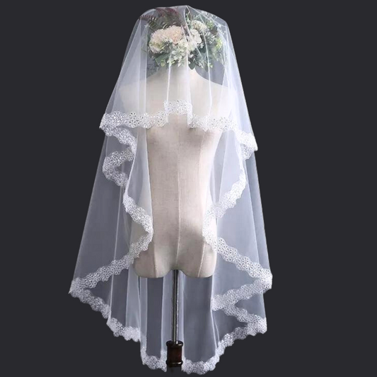 GownLink's Divine Elegance Exquisite Cathedral Bridal Short Veil for Christian & Catholic Weddings GLVSFL1