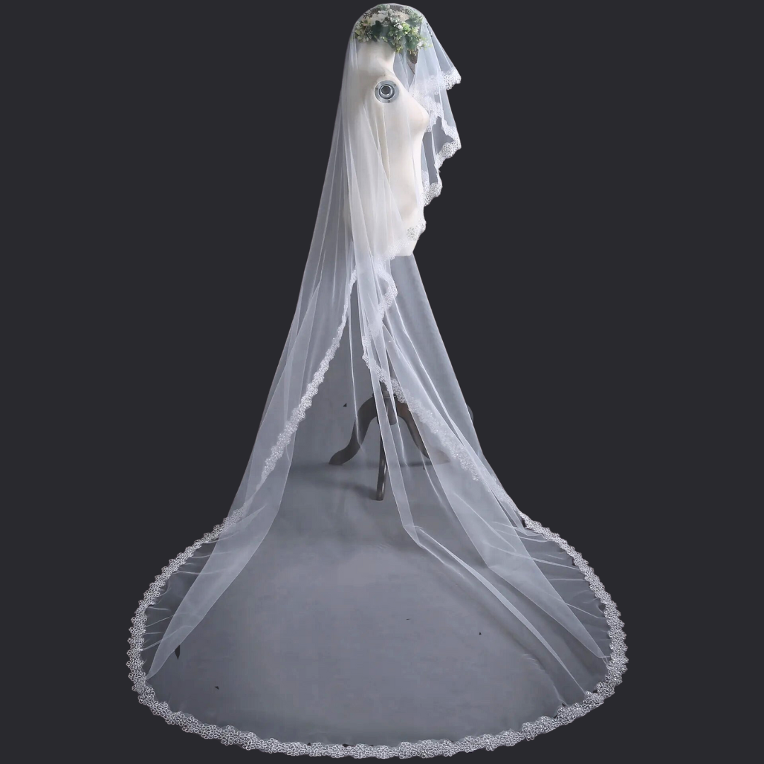 GownLink's Heavenly Cathedral Bridal Long Veil for Christian & Catholic Wedding GLVSFL2 (2.75m)