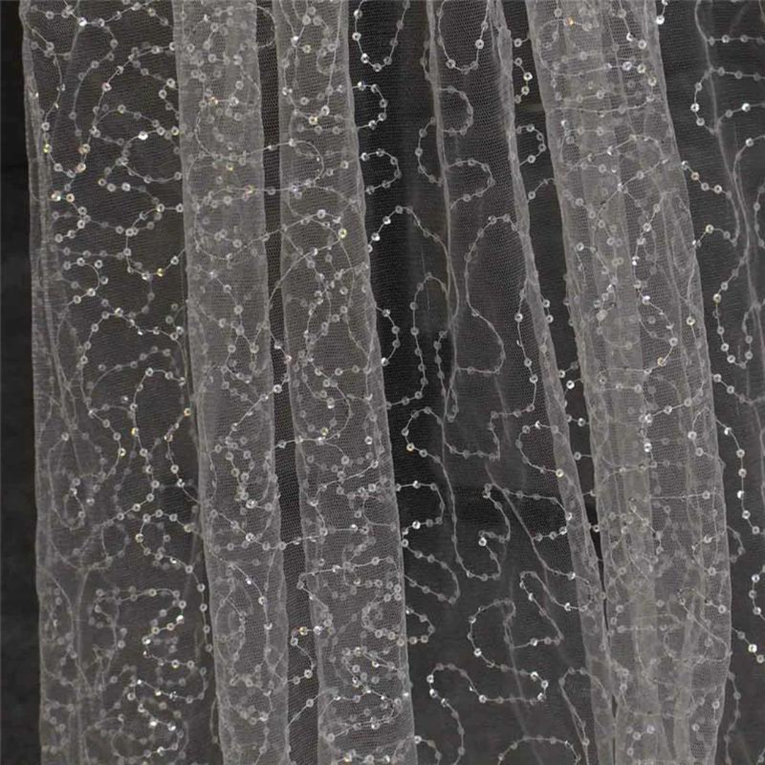 GownLink Sequined Net Cathedral Bridal Long Veil with Front Face Layer & Comb for Christian & Catholic Weddings GLVSEQ1