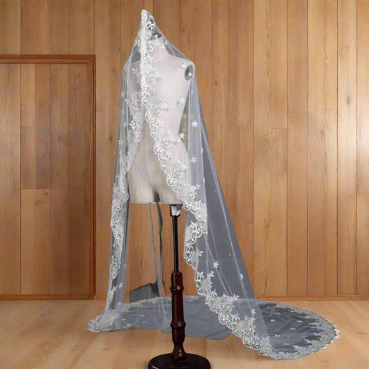 GownLink's Pleasing Cathedral Bridal Long Veil Enthralling and Spellbinding for Christian & Catholic Weddings GLCP4