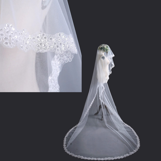 GownLink's Heavenly Cathedral Bridal Long Veil for Christian & Catholic Wedding GLVSFL2