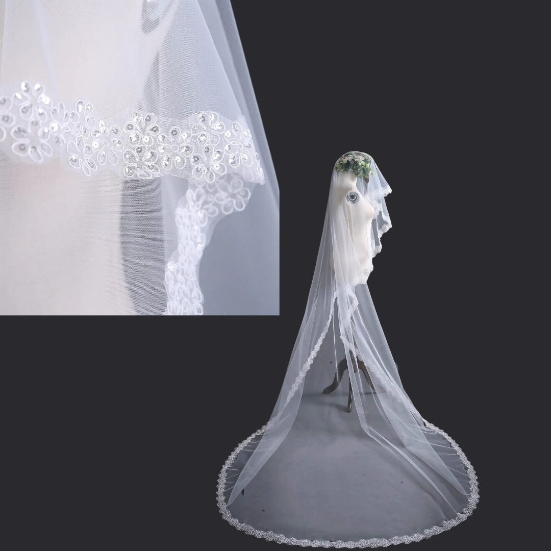 GownLink's Heavenly Cathedral Bridal Long Veil for Christian & Catholic Wedding GLVSFL2 (2.75m)