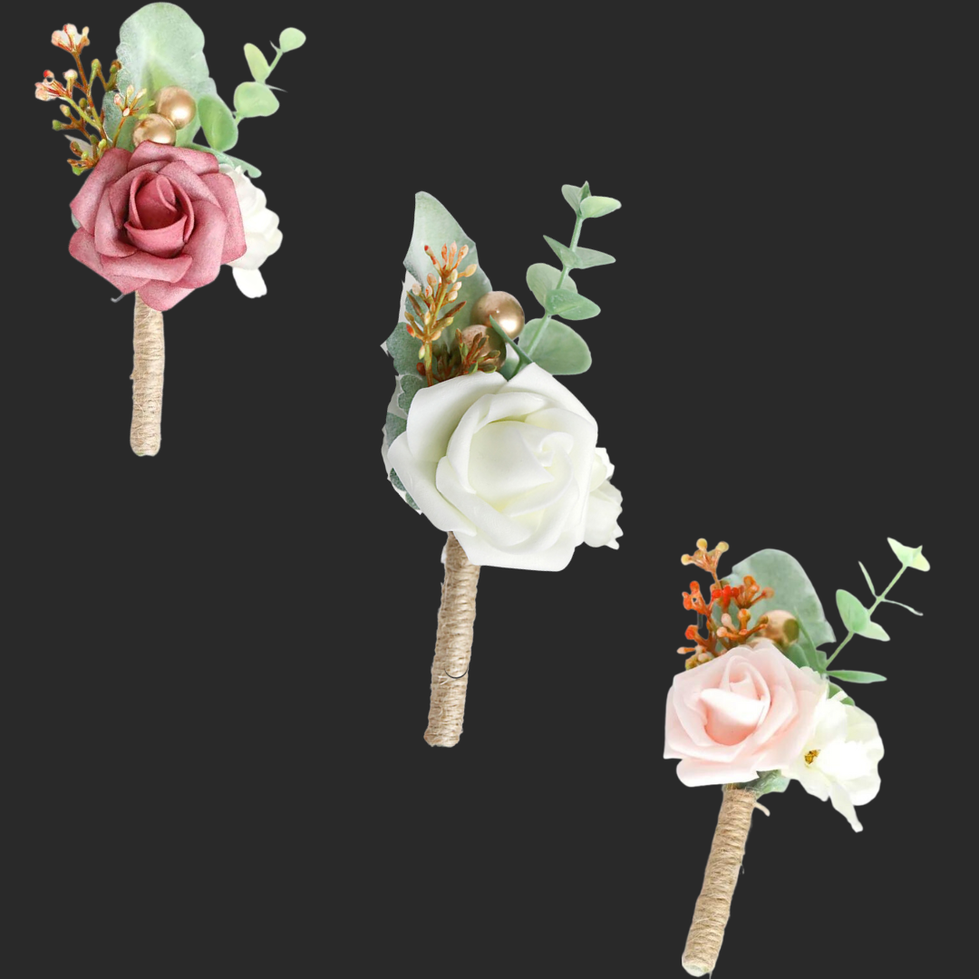 white rose Boutonniere for men wedding Bishunpura India