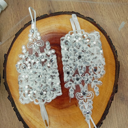  Off white sequins wedding gloves Parbhani