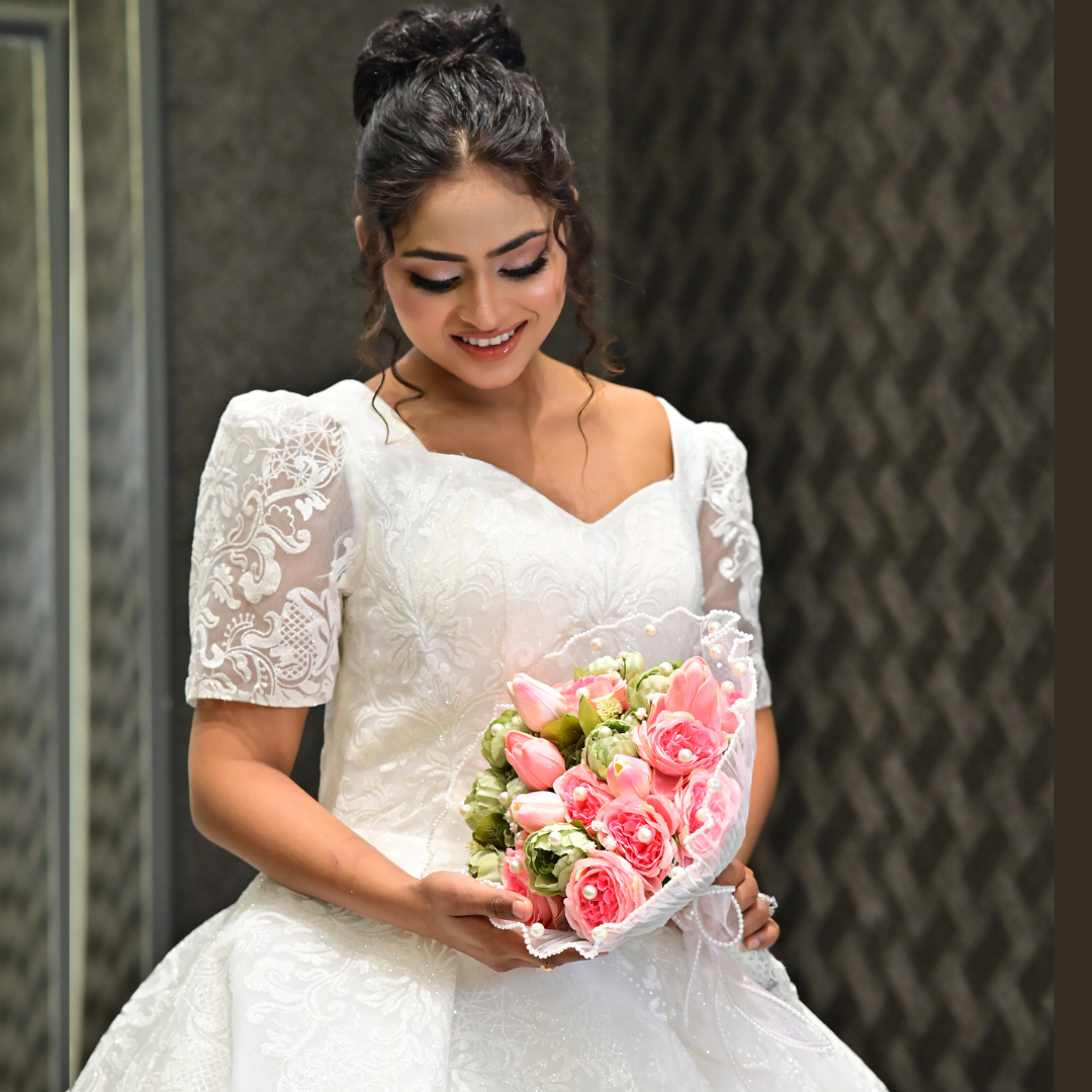 GownLink White and green color Bridal Bouquet B-60