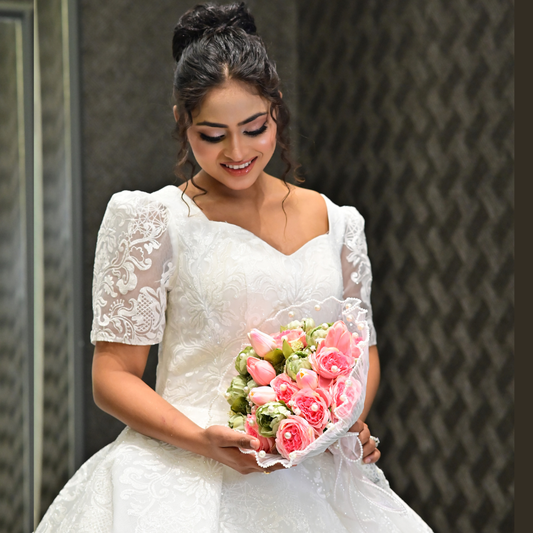 GownLink White and green color Bridal Bouquet B-60