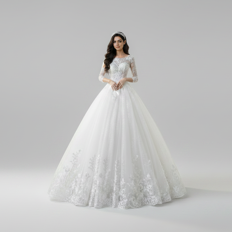 White Ball Gown — GLGF051B | GownLink