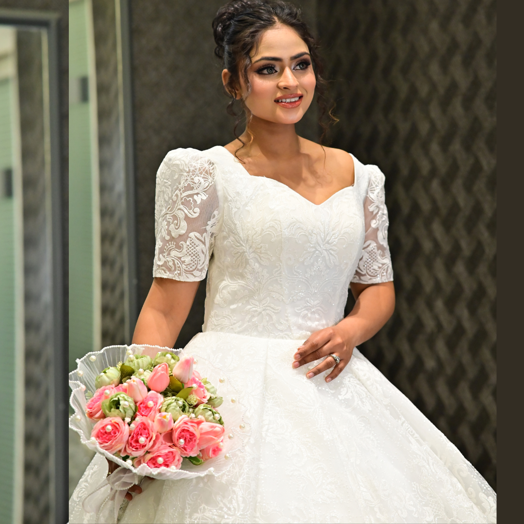 GownLink White and green color Bridal Bouquet B-60