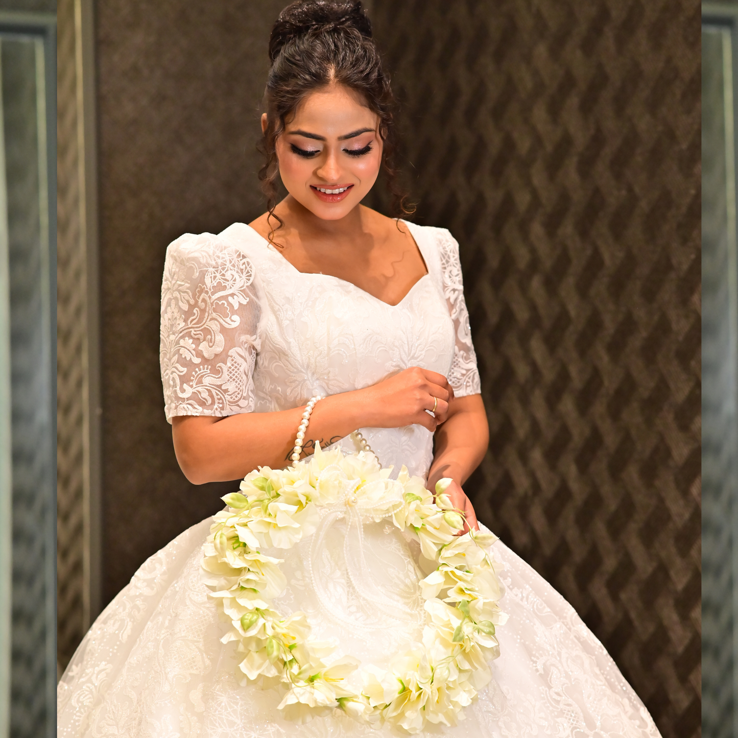 GownLink White and green color Bridal Bouquet B-63
