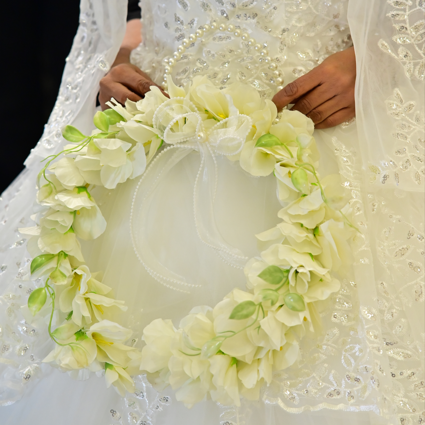 GownLink White and green color Bridal Bouquet B-63