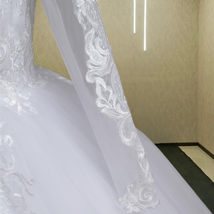 white gown with cancan Shahdol