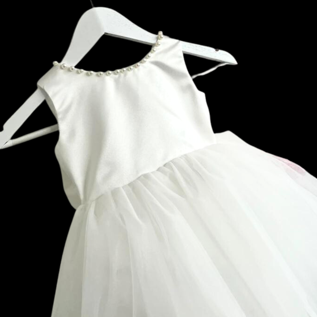 "Cherish the Divine Connection: Explore our White baby Communion Dress."