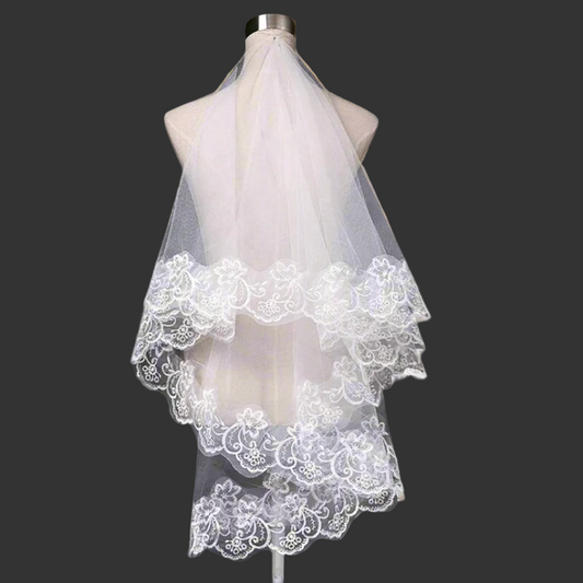 GownLink Bridal short 1.5mtr veil for Christian & Catholic Wedding 2 Tier Veil