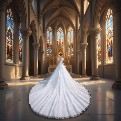 satin gown with long train