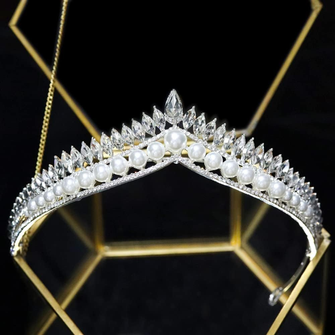  Wedding Tiara Royal Bridal Crown Pearl for church Fast free delivery 5 day  Ambedkar Nagar