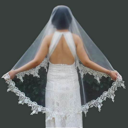 GownLink's Graceful Cathedral Bridal Short Veil for Christian & Catholic Weddings GLCP2