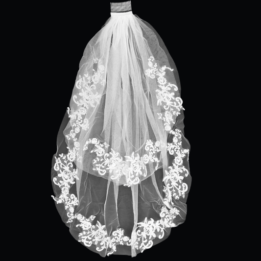 GownLink's Mesmerizing Cathedral Bridal & Holy Communion Short Veil: Delicate Elegance for Christian & Catholic Weddings GLVHM11
