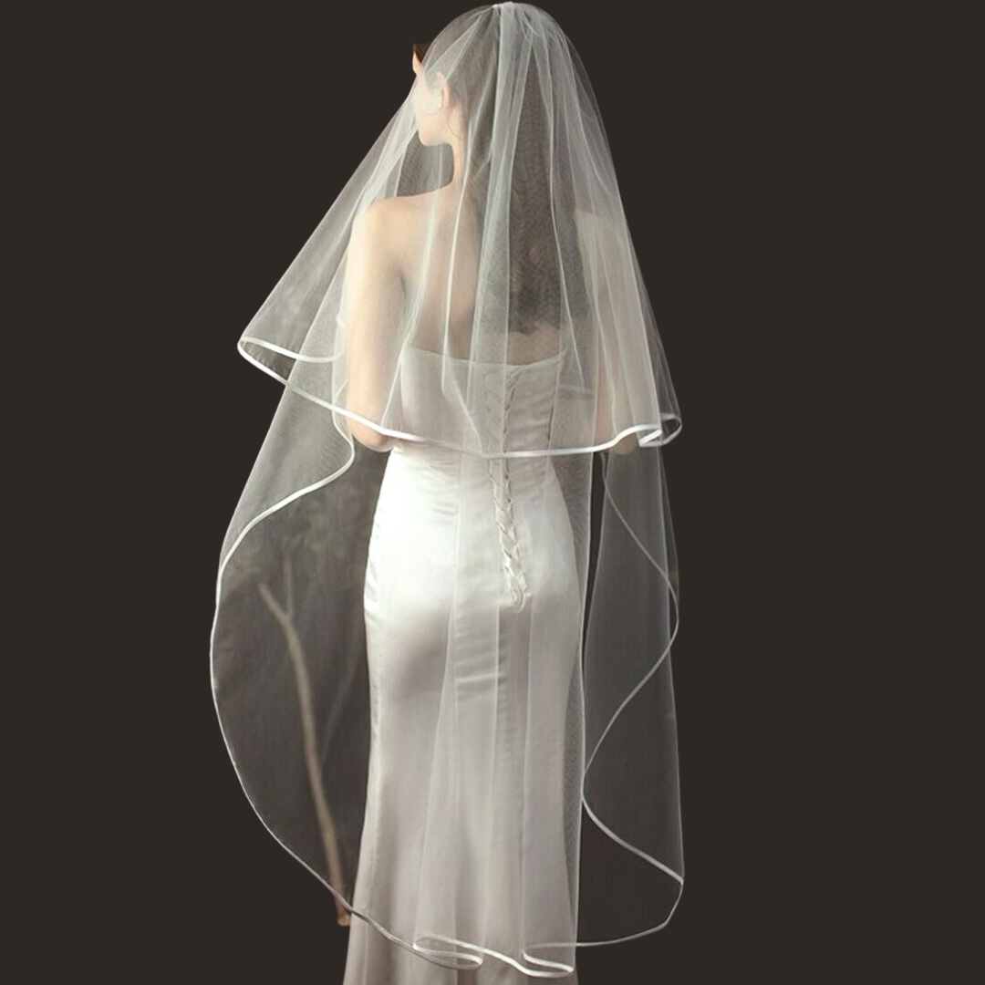 GownLink  Satin Edge Cathedral Bridal Tulle Veil For Christian & Catholic Wedding GLVP01