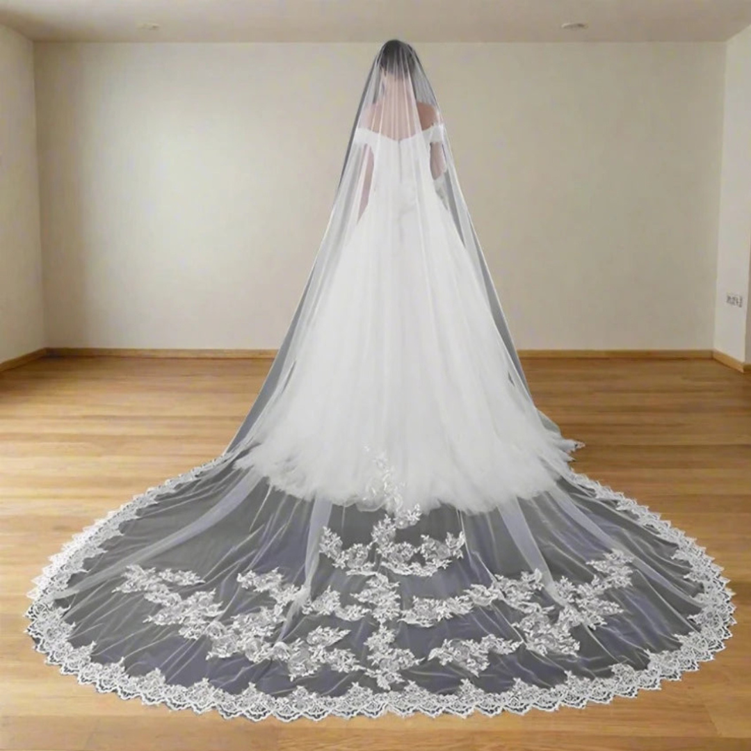 GownLink Bridal Long Christian & Catholic Weddings 3 Meters Veil GLVHL02 Sequence Patch