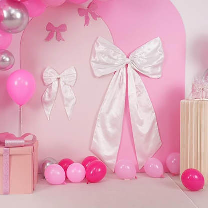 GownLink,s  White Bow Decor 2 Pack,Large & Small White Coquette Room Backdrop Wall Decor for Bachelorette Baby Shower Bridal Shower Bow Birthday Decorations