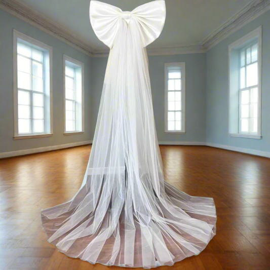 GownLink,s  Detachable Satin Bow for Wedding Dress Bowknot with long Bow