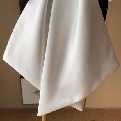 GownLink,s detachable wedding dress bow, Satin detachable bridal bow, Ivory Bow with Train, Removable bridal bow-GLSDB