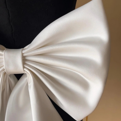 GownLink,s detachable wedding dress bow, Satin detachable bridal bow, Ivory Bow with Train, Removable bridal bow-GLSDB