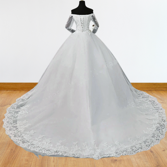 GownLink White Christian and Catholic Wedding Train Gown GLGF071SL