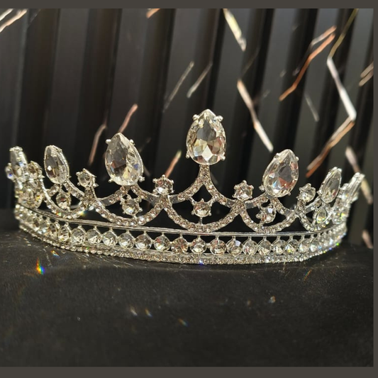 GownLink Silver Crystal Tiara Crown Headband Princess Elegant Crown GLAC012