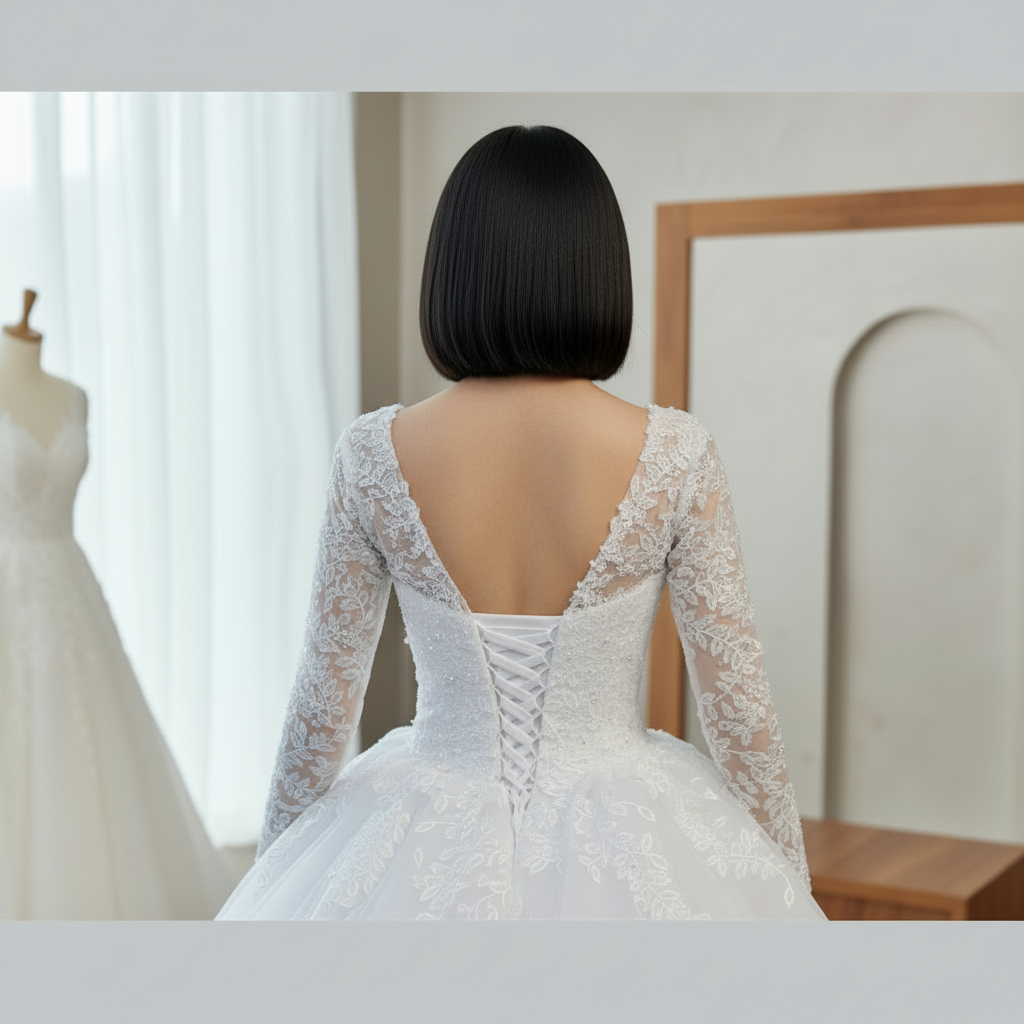 GownLink Stunning Train Gown White Church Wedding Gown GLGB170-B