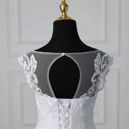 GownLink Royal White Bridal Princess Gown for Christian Catholic Brides Wedding Gown GLVLQD10B