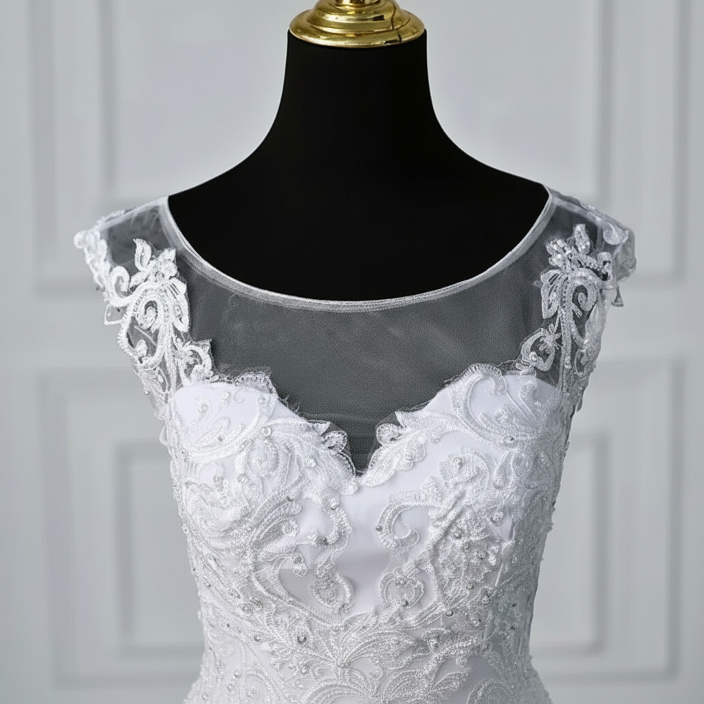GownLink Royal White Bridal Princess Gown for Christian Catholic Brides Wedding Gown GLVLQD10B