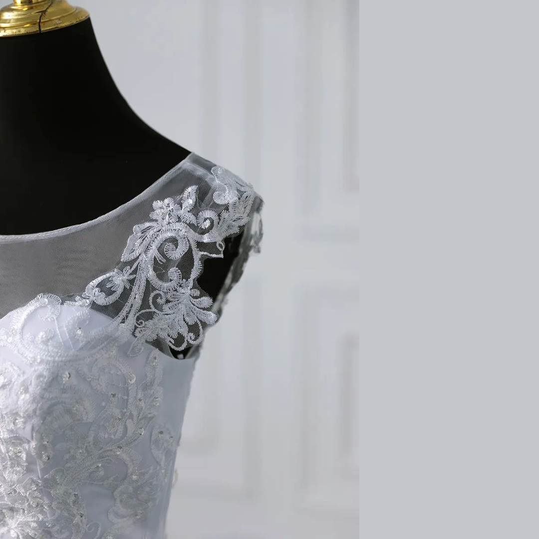 GownLink Royal White Bridal Princess Gown for Christian Catholic Brides Wedding Gown GLVLQD10B