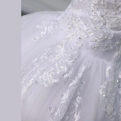 GownLink Royal White Bridal Princess Gown for Christian Catholic Brides Wedding Gown GLVLQD10B