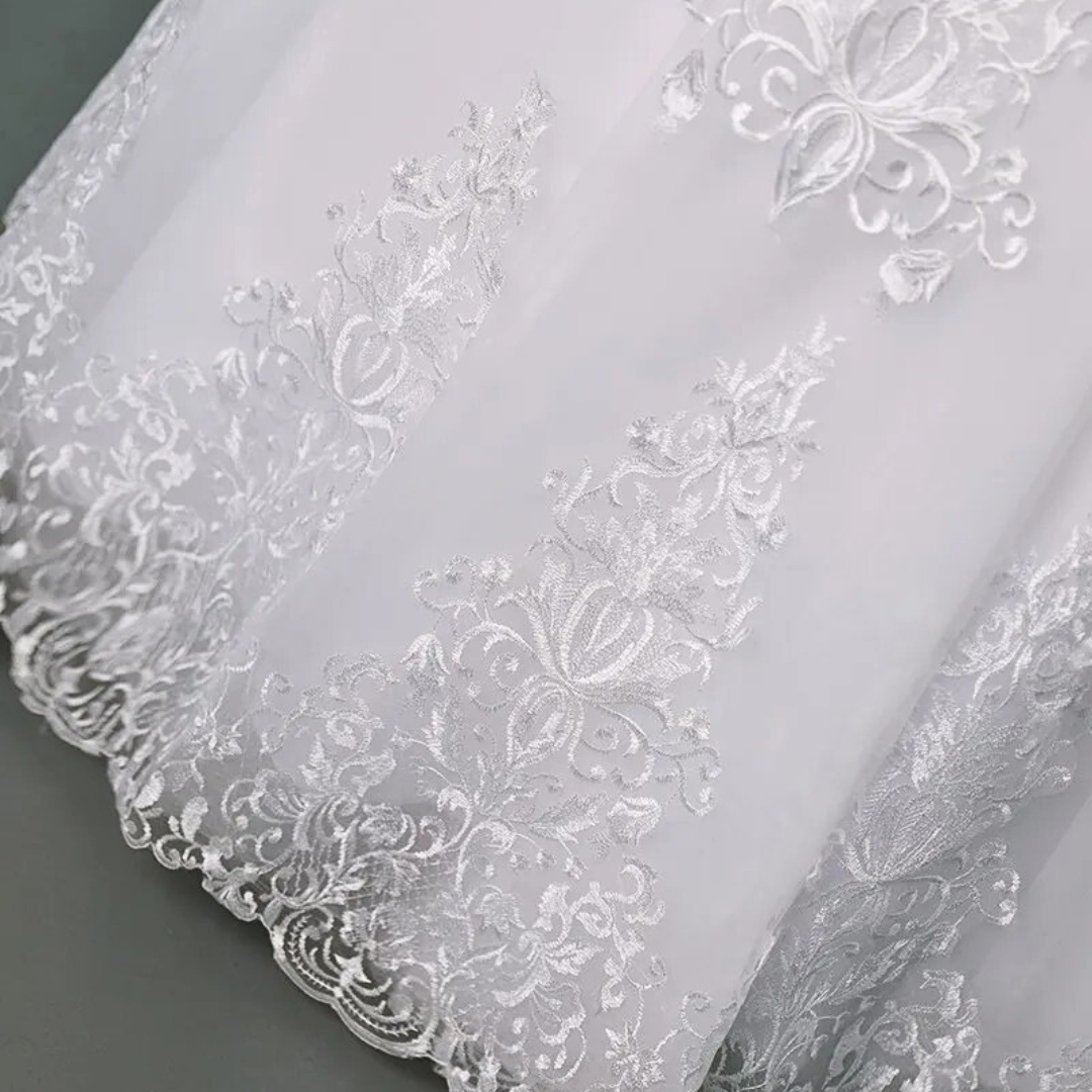 GownLink Royal White Bridal Princess Gown for Christian Catholic Brides Wedding Gown GLVLQD10B