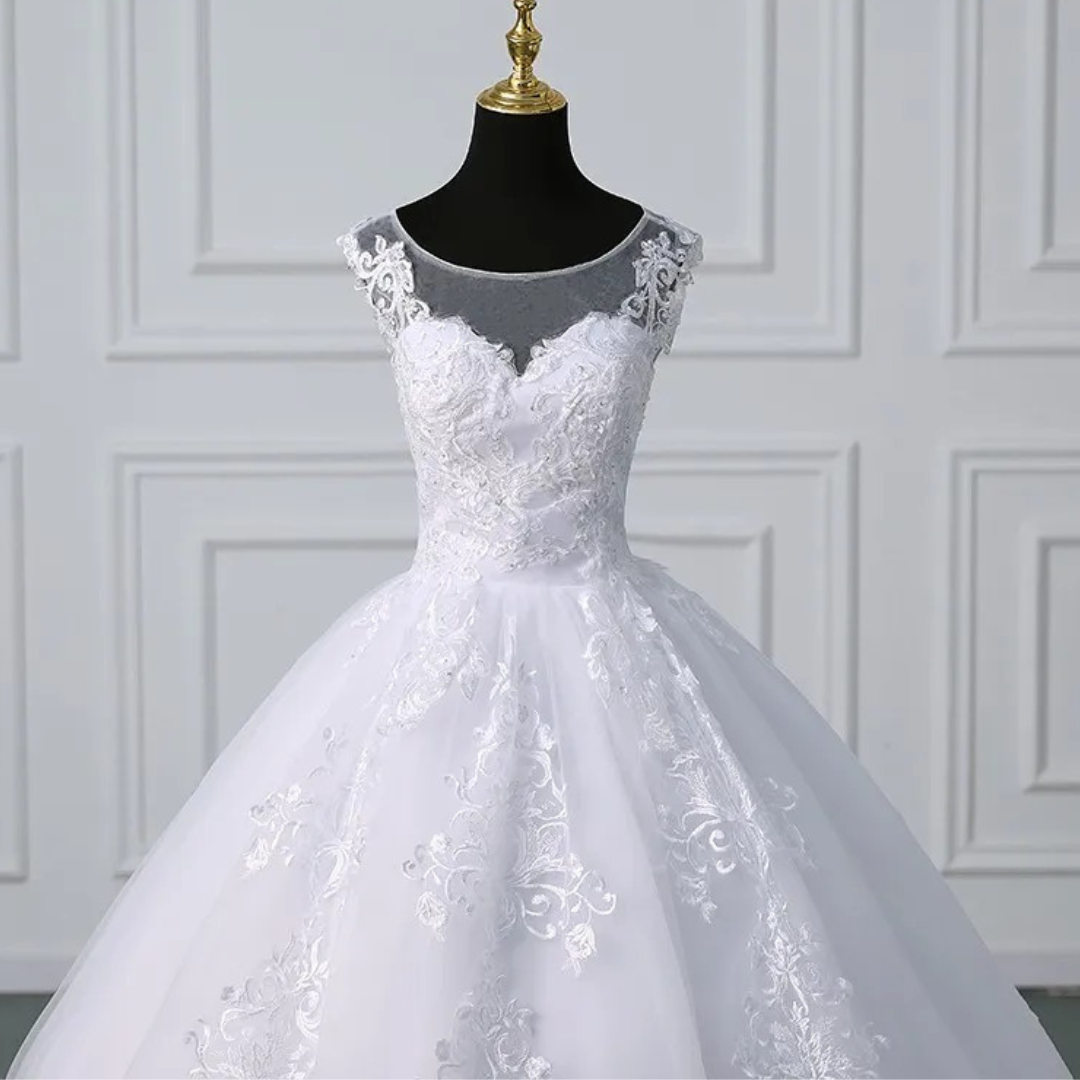 GownLink Royal White Bridal Princess Gown for Christian Catholic Brides Wedding Gown GLVLQD10B