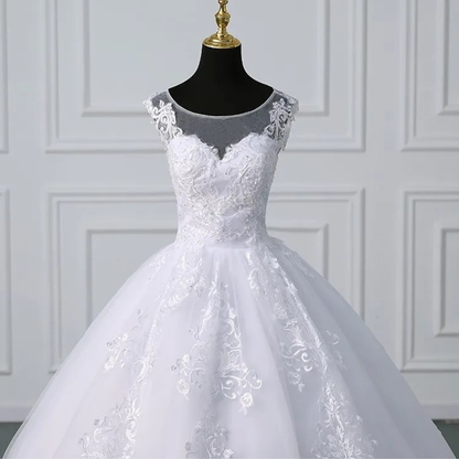 GownLink Royal White Bridal Princess Gown for Christian Catholic Brides Wedding Gown GLVLQD10B